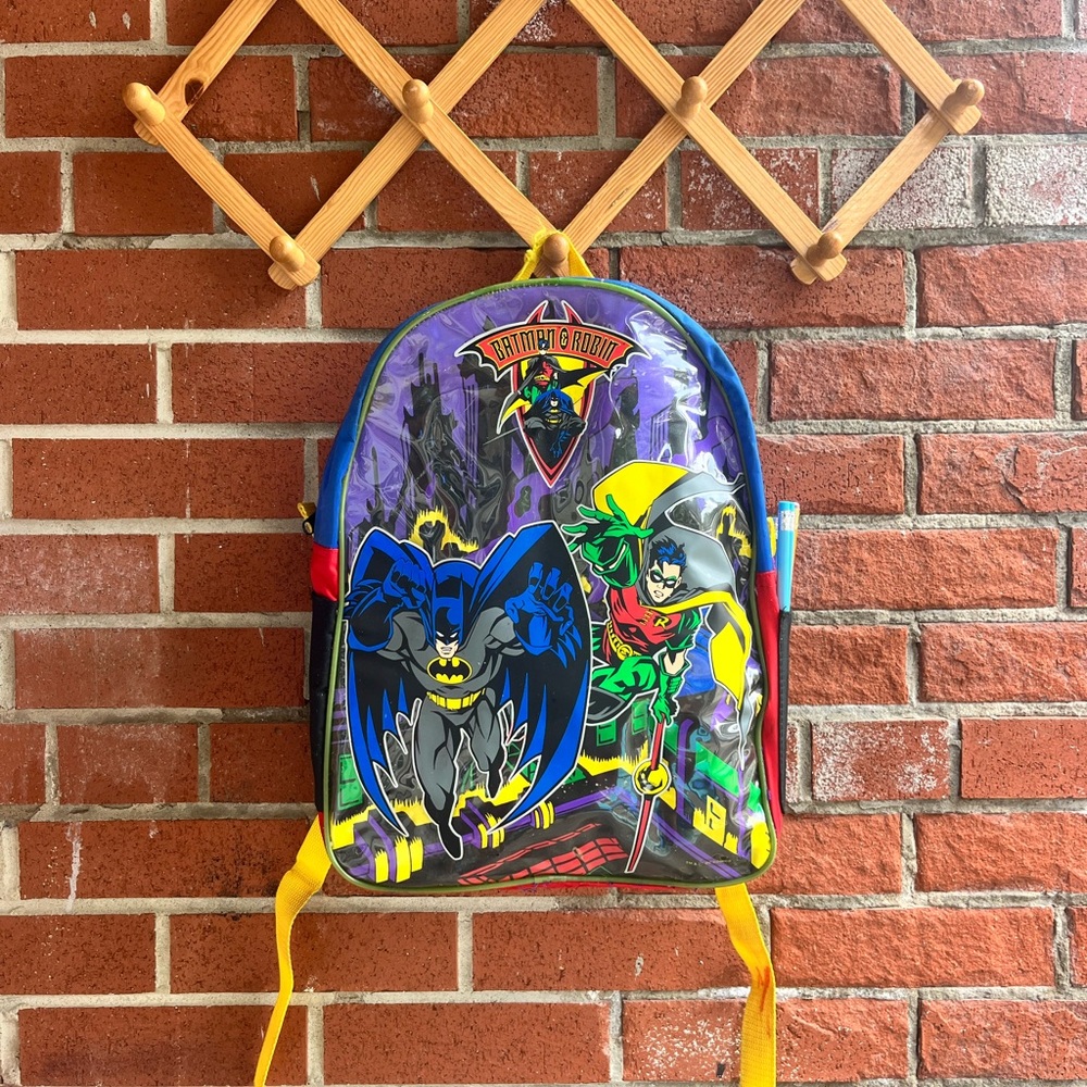 Vintage 90's Kids Batman and Robin Colour-block Backpack Batman Forever PVC